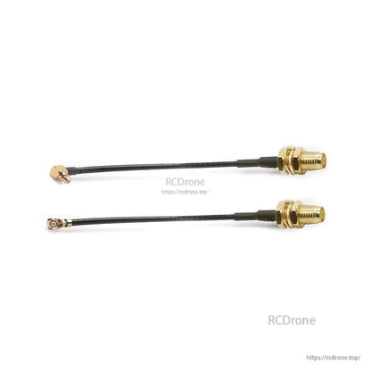MMCX and IPEX (U.FL) to SMA adapter cables shown side by side, bulkhead SMA ends
