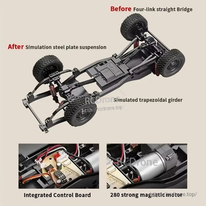 MN82/MN82 Pro/MN82S remote control truck with 4-wheel drive, two-stage shifting, and proportional control for realistic driving experience.