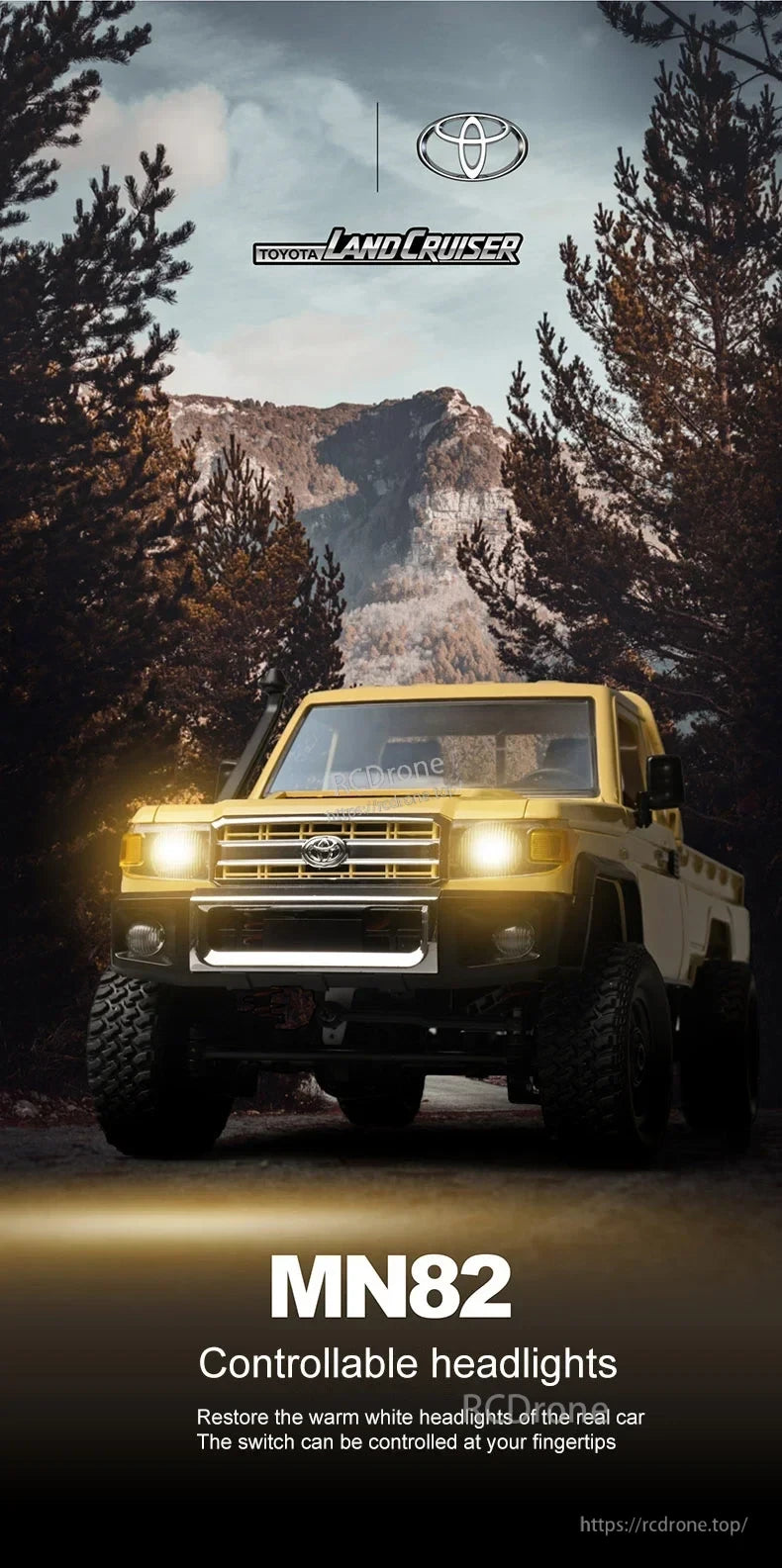 MN82 Pro RC Truck, MN82 Land Cruiser RC Truck with controllable warm white headlights