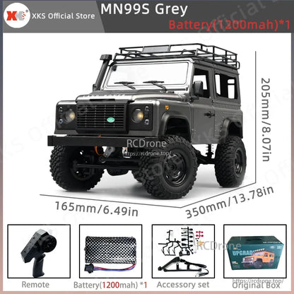 MN99S/MN99/MN98 1:12 RC Car, MN99S Grey RC Defender Truck, 1:12 scale, 4WD, 2.4G, 7.4V/1200mAh battery, remote, accessories, original box, 350x165x205mm.
