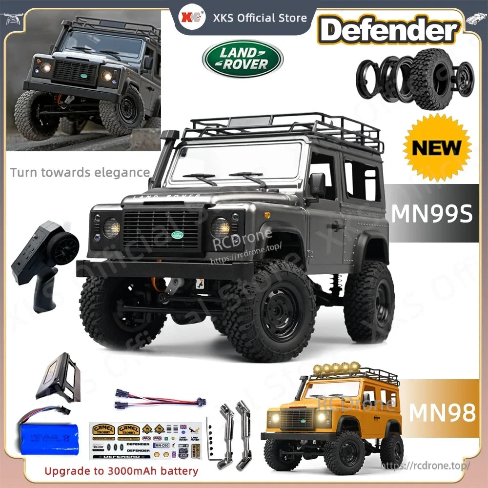 MN99S/MN99/MN98 1:12 RC Car, 1:12 scale Land Rover Defender RC car, upgraded 3000mAh battery, remote control, new model MN99S/MN98.