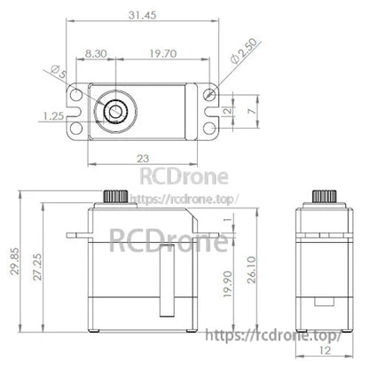 MSK DS95 Servo, MSK DS95 servo offers 2.44–3.05 kg-cm torque, 0.053s speed, 4.8–7.0V range, and precise dimensions.