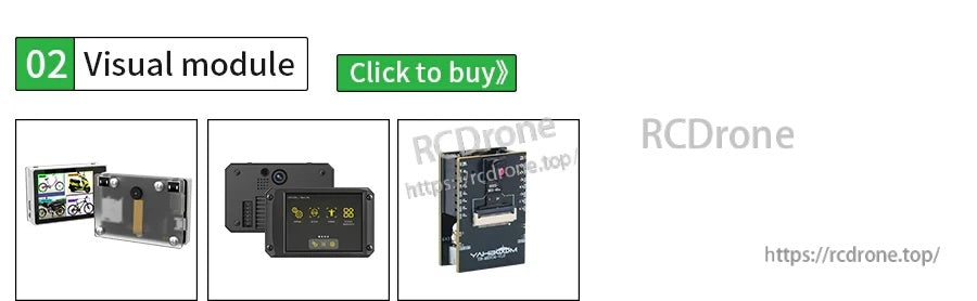 RCDrone visual module product selection with thumbnails of a small display module and board-style modules
