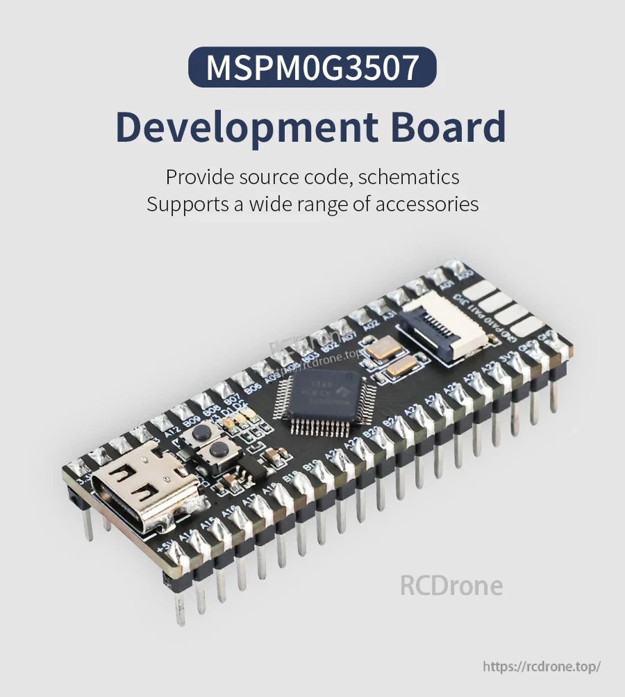 Yahboom MSPM0G3507 mini development board with Type‑C port and 40‑pin breadboard-friendly headers