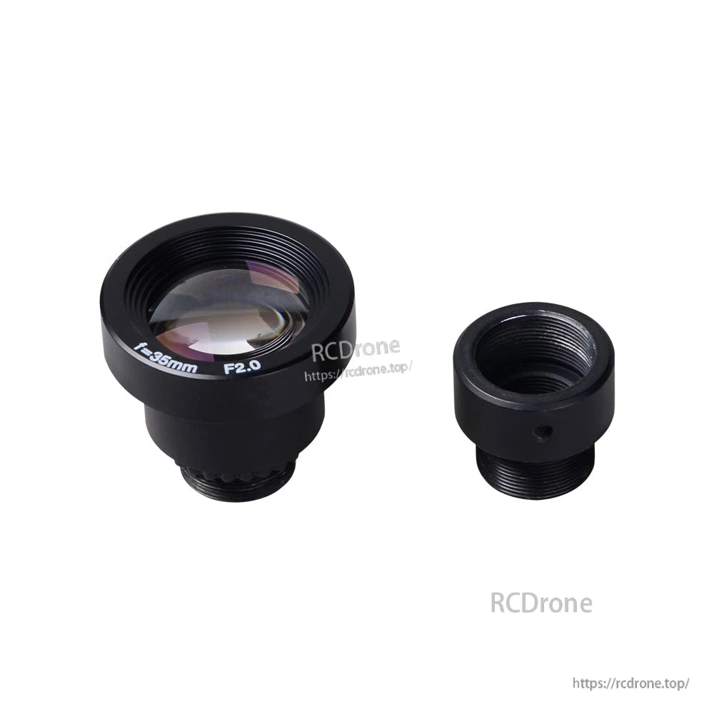 MTV M12 35mm Megapixel IR-Block Lens, M12 threaded 35mm camera lens marked F2.0 with separate locking ring for mounting and focus adjustment