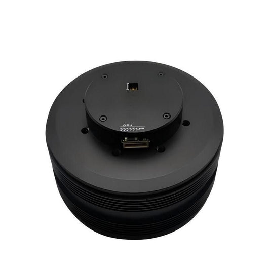 MUWEIDU K12060 24V 60W brushless DC FOC servo motor, top view showing RS485/CAN port area
