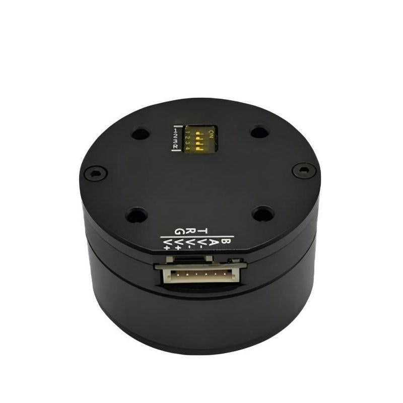 MUWEIDU K4028 12V FOC servo brushless DC motor top view with DIP switch and signal connector