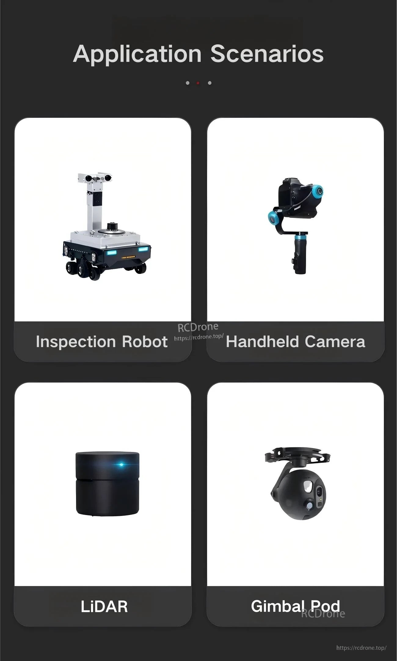 Application scenarios for the K4028 servo motor: inspection robot, handheld camera gimbal, LiDAR unit and gimbal pod