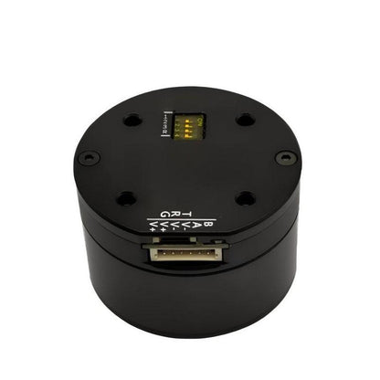 MUWEIDU K4030 servo motor top view with DIP switch and RS485/CAN wiring connector