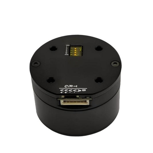 MUWEIDU K4030 servo motor top view with DIP switch and RS485/CAN wiring connector