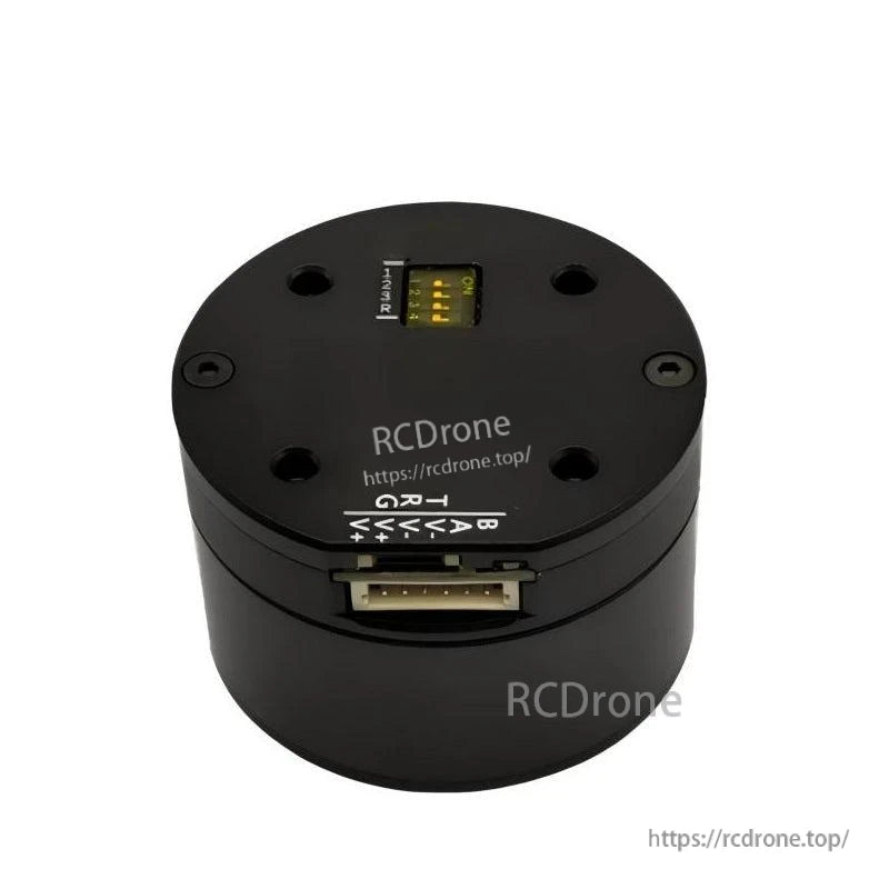 Top view of K4030 motor module showing pin labels (A/B, V+, V-, GND) and connector port