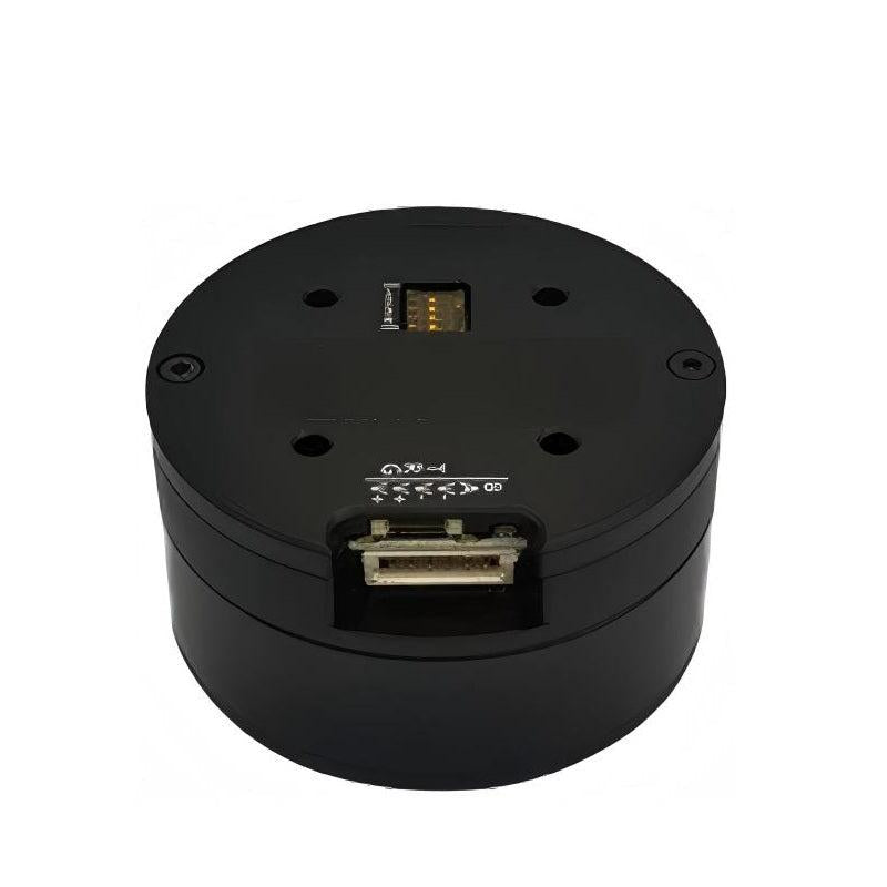 MUWEIDU K5028 brushless DC FOC servo motor, top view showing RS485/CAN connector opening