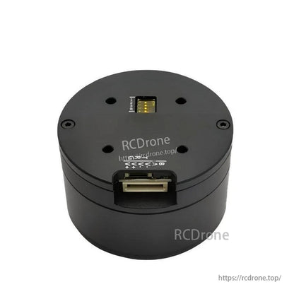 Top view of black servo motor module with exposed connector slot and encoder window (watermarked)