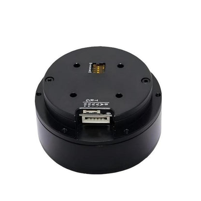 MUWEIDU K6020 brushless DC servo motor, 24V, top view showing connector block and mounting holes