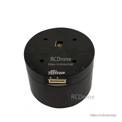 Top view of the K7050 servo motor housing with recessed connector slot and rotation direction marking