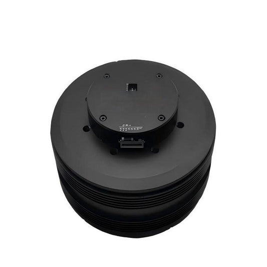 MUWEIDU L12060 servo motor 24V top view, round Φ120mm housing with mounting holes and rear connectors