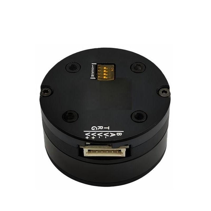 MUWEIDU L4020 12V brushless DC servo motor top view with DIP switch and 6-pin connector