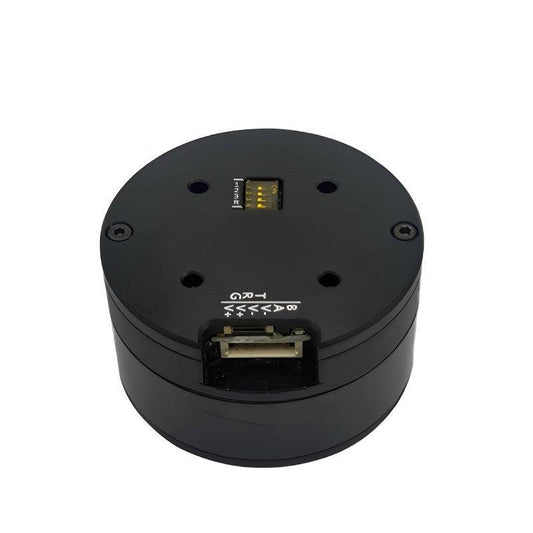 MUWEIDU L5028 mini servo motor, top view showing connector port and mounting holes