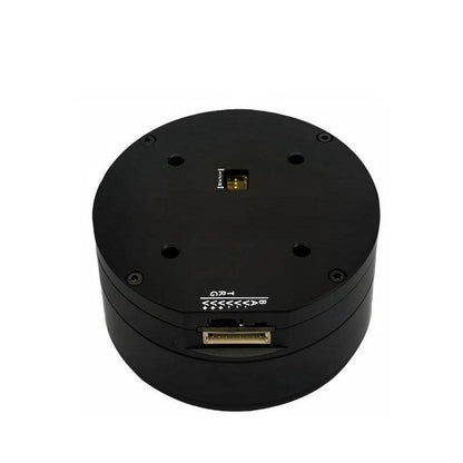 MUWEIDU L7028 servo motor top view with mounting holes, status window and side connector port