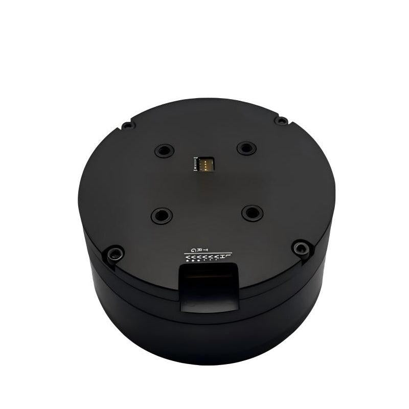 MUWEIDU L9040 servo motor top view showing round housing, mounting screw holes and small connector port