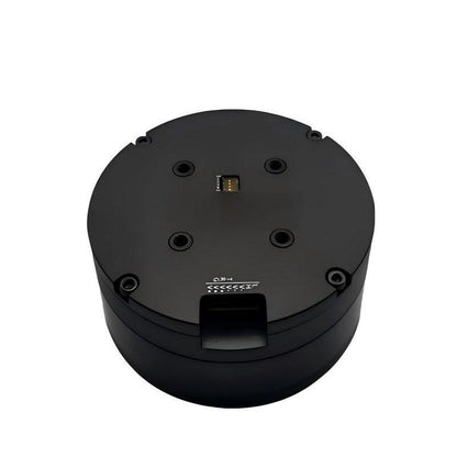 MUWEIDU L9040 servo motor top view showing round housing, mounting screw holes and small connector port