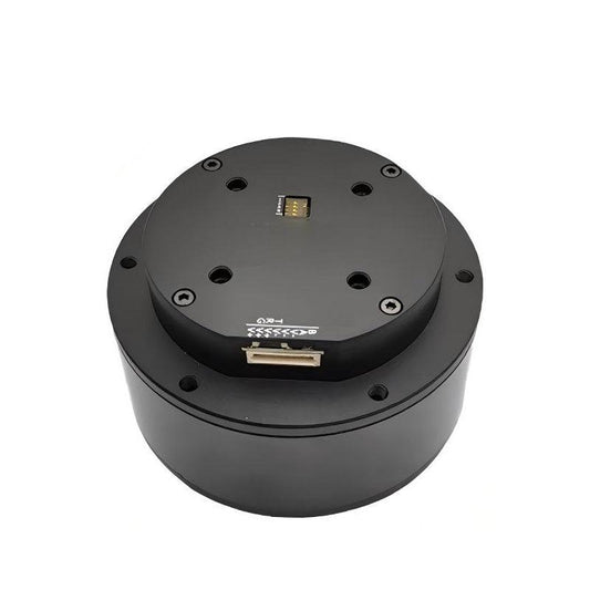 MUWEIDU L9050 24V BLDC servo motor top view with mounting holes and dual connector ports