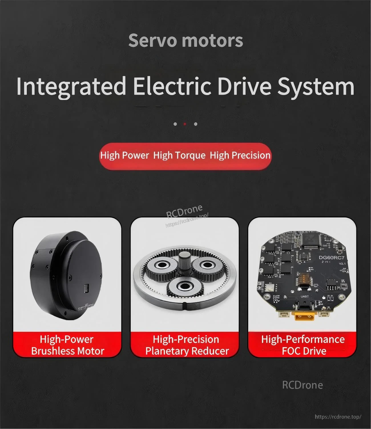 MUWEIDU TS5001-10 integrated servo motor drive system with brushless motor, planetary reducer, and FOC drive