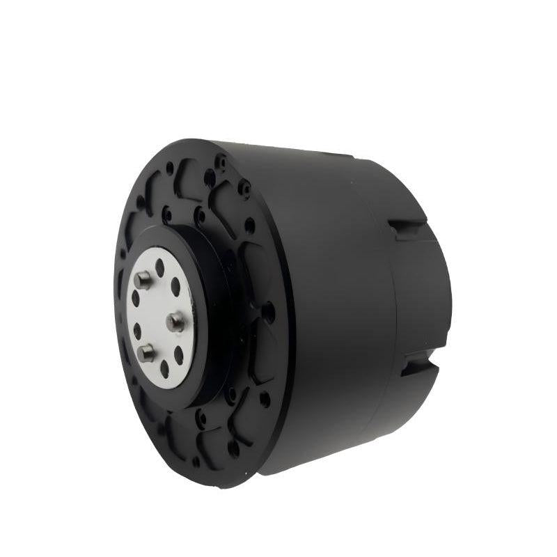 MUWEIDU TS8025-36 servo geared motor front output flange with mounting holes, angled view