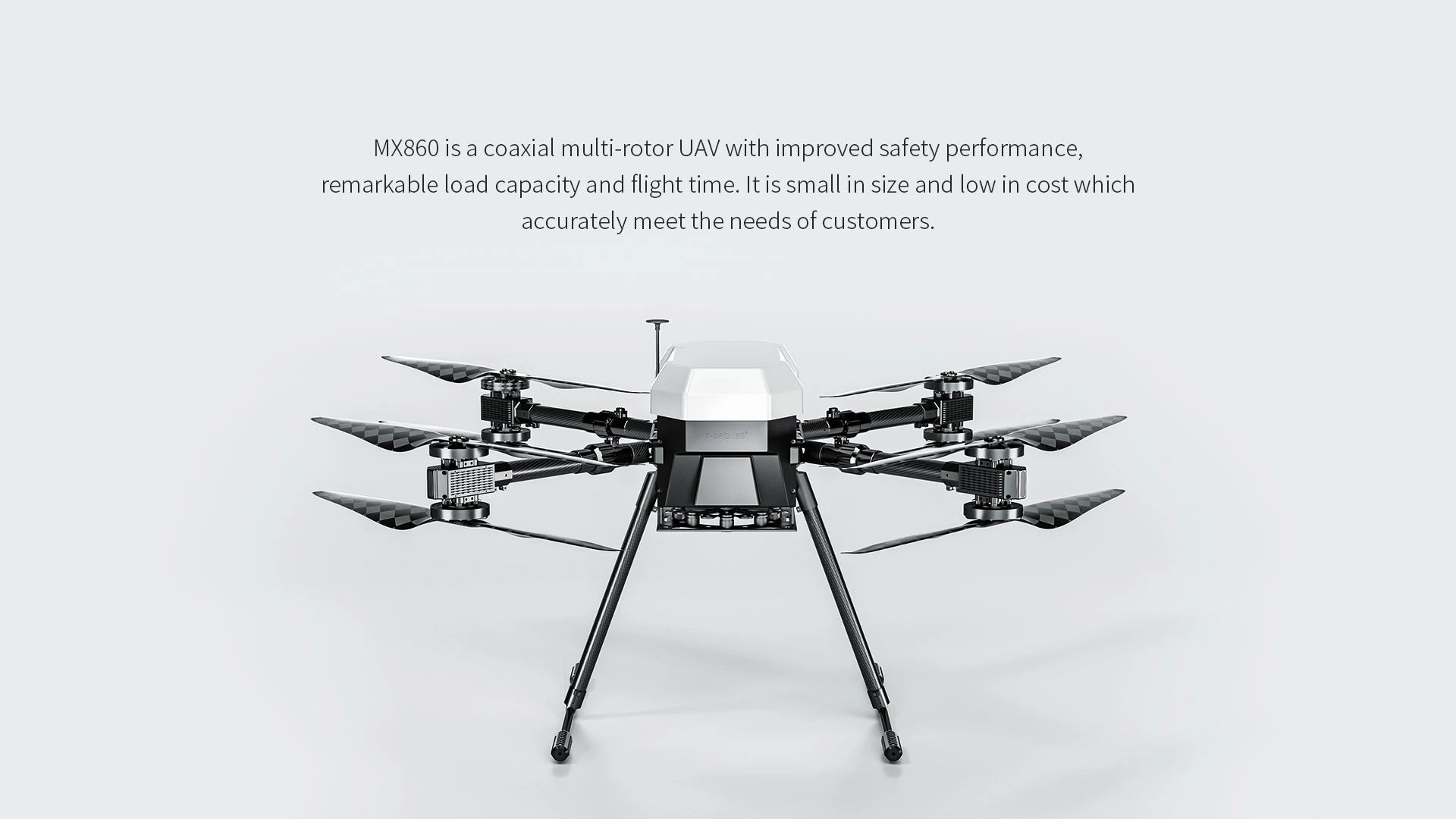 T-Motor T-Drone, MX860 is a coaxial multi-rotor UAV with improved safety performance