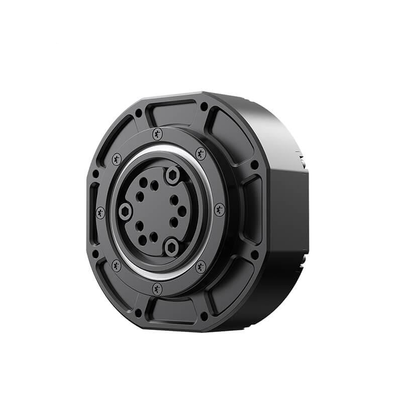 MagicLab D90 motor module robot joint drive, 24–36V CAN, angled view of mounting face