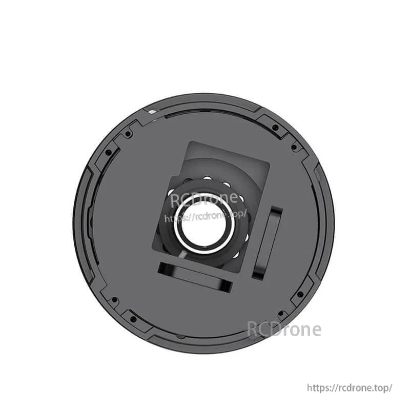 Rear view of motor module showing backplate, central opening, and recessed mounting features