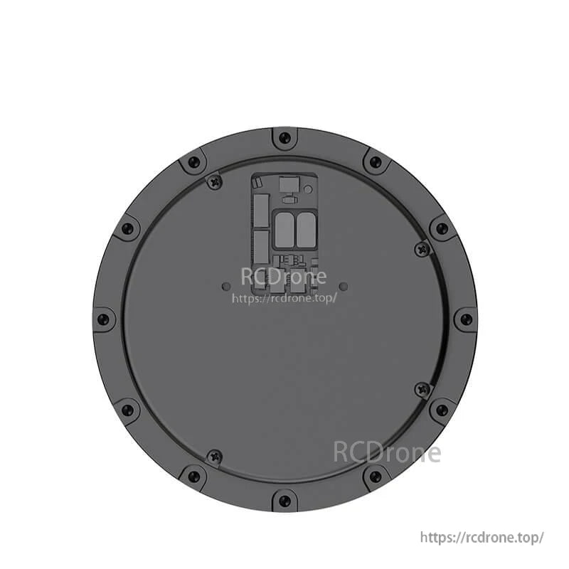 Rear face of joint drive motor with circular backplate and recessed connector area