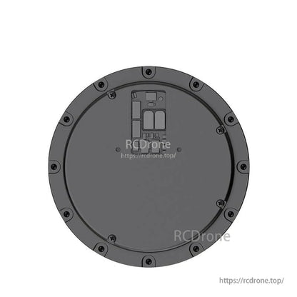 Rear face of joint drive motor with circular backplate and recessed connector area