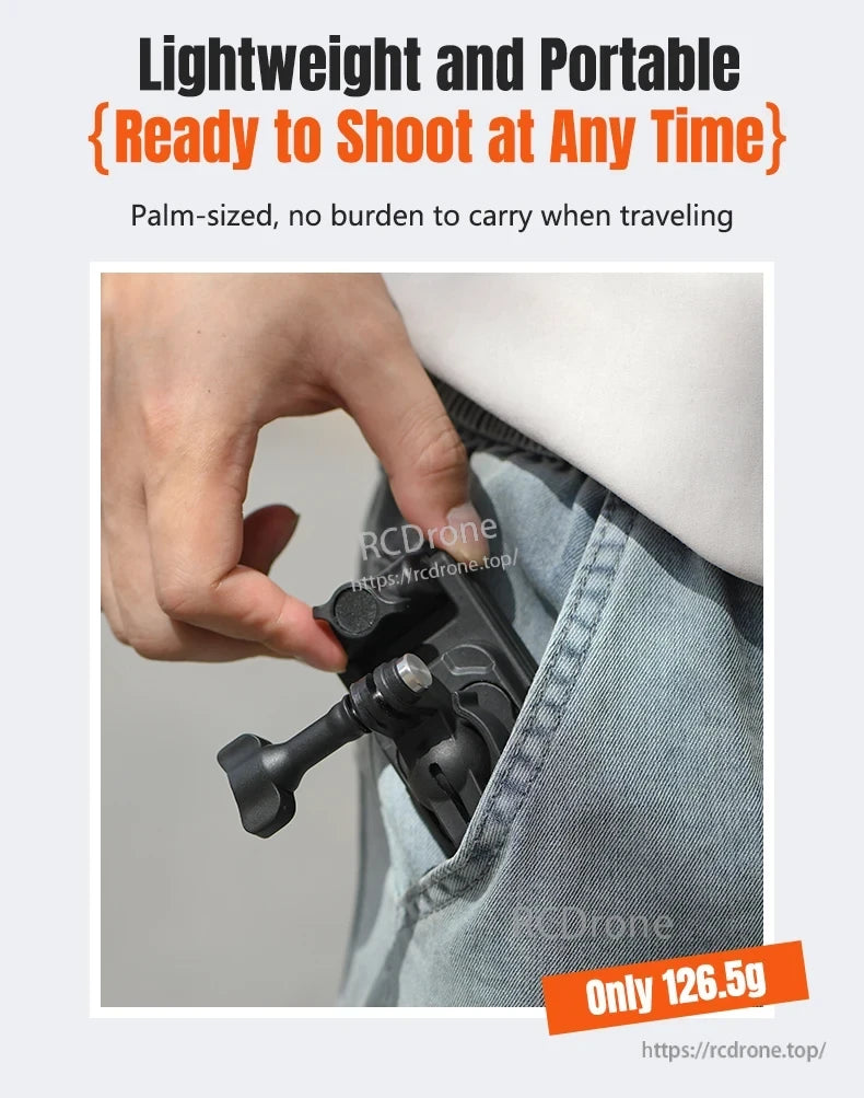 Magnetic Backpack Clip, Palm-sized magnetic clip, 126.5g, lightweight and portable for easy carrying and instant shooting.