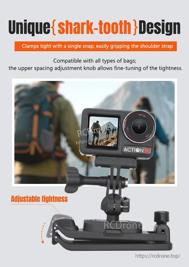 Magnetic Backpack Clip, Snap-on shark-tooth clamp securely adjusts to all bag types with a single-motion closure.