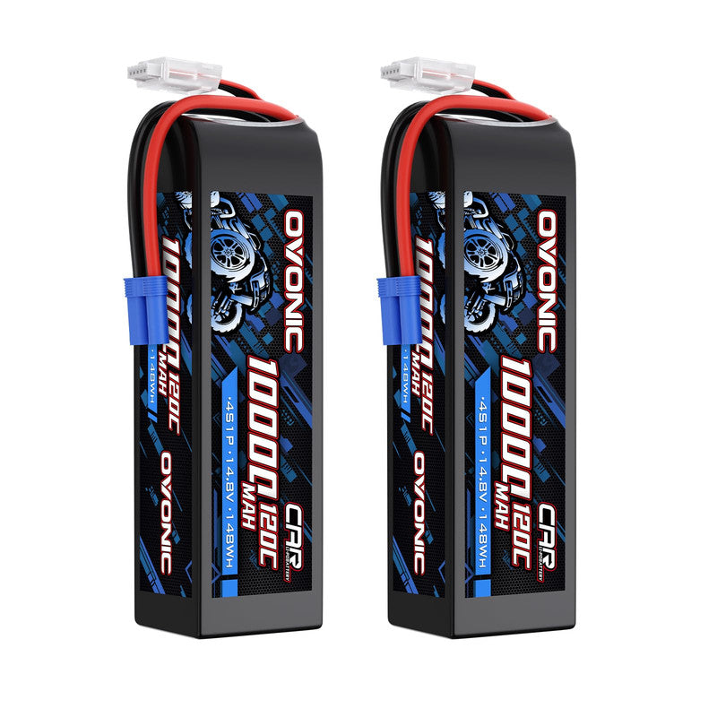 Ovonic 2-Pack 4S 10000mAh 14.8V 120C LiPo batteries, pair shown with balance leads