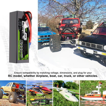 2-Pack OVONIC 14.8V 6000mAh 120C 4S Hardcase LiPo Battery Pack with EC5 Plug for 1/8 1/10 RC Car Truck Buggy
