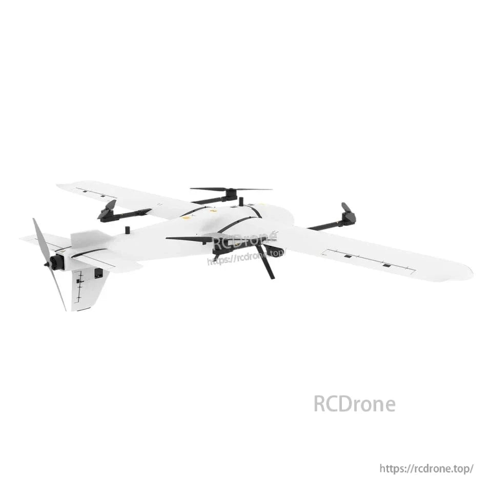 Makeflyeasy Pioneer VTOL fixed-wing drone airframe with four lift rotors and a rear pusher propeller