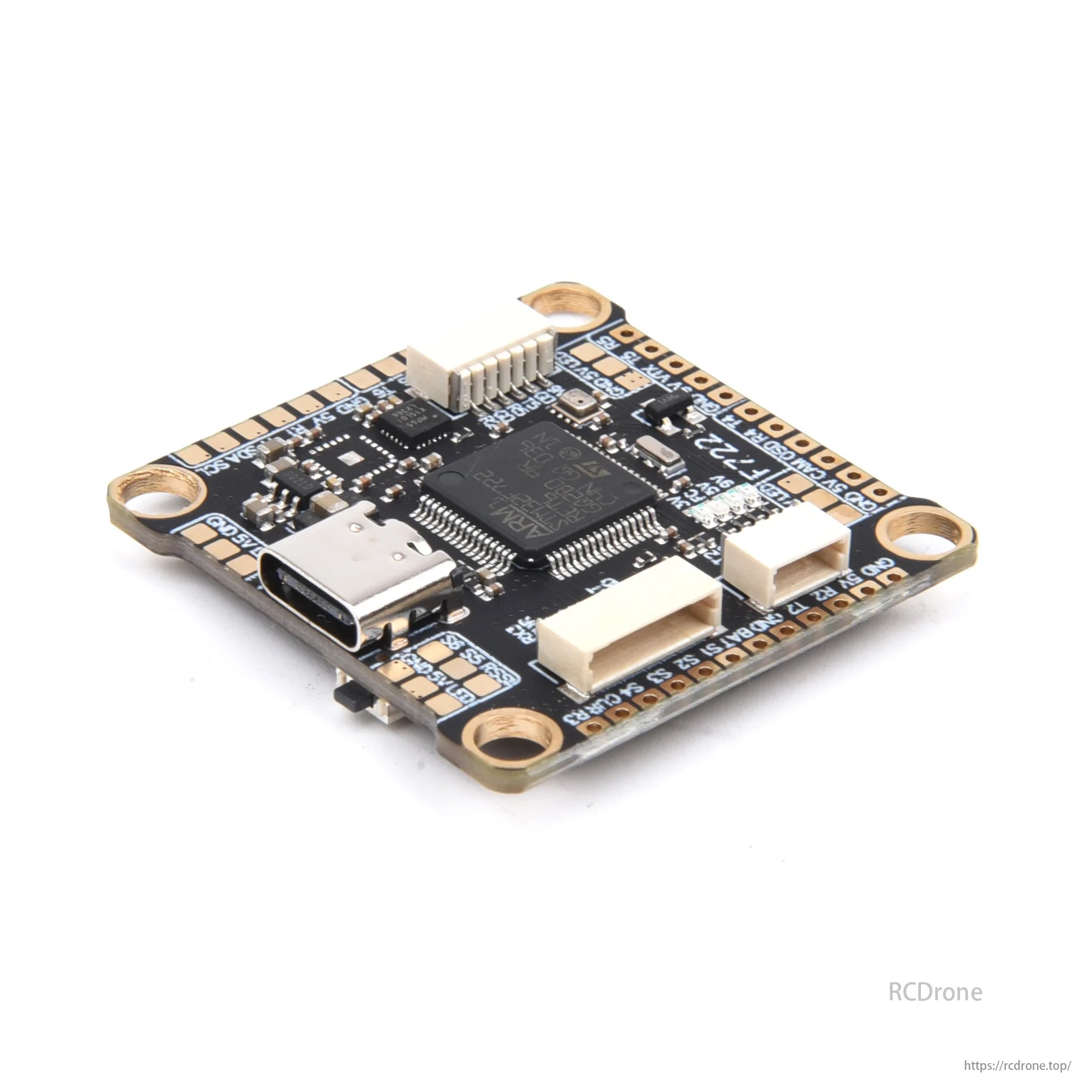 Mark4 V2 FPV Racing Drone, Mark4 V2 FPV Drone features a compact circuit board, micro USB, GPIO pins, and various components for enhanced functionality.