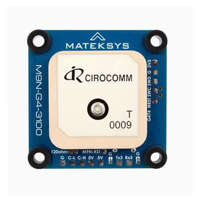 Matek AP_PERIPH DroneCAN GNSS M9N-G4-3100 GPS, MatekSys M9N-G4-3100 DroneCAN GNSS GPS module with Cirocomm patch antenna and four mounting holes