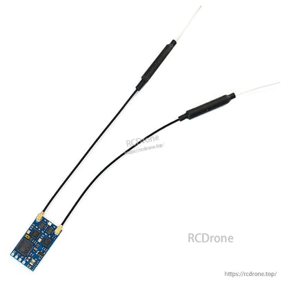 Matek R24-TD ExpressLRS 2.4GHz true diversity receiver board with two u.FL antennas and long coax leads