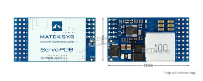 Matek SVPDB, MatekSys ServoPDB (SVPDB-12S) power distribution board with VBAT IN 9–55V pads and 50mm length