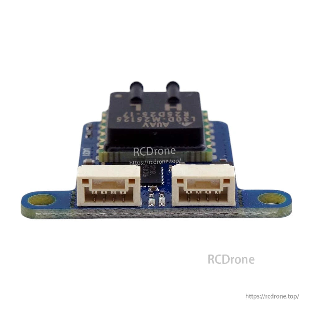 MatekSys ASPD-AUAV digital airspeed sensor board with dual pressure ports and two white JST connectors