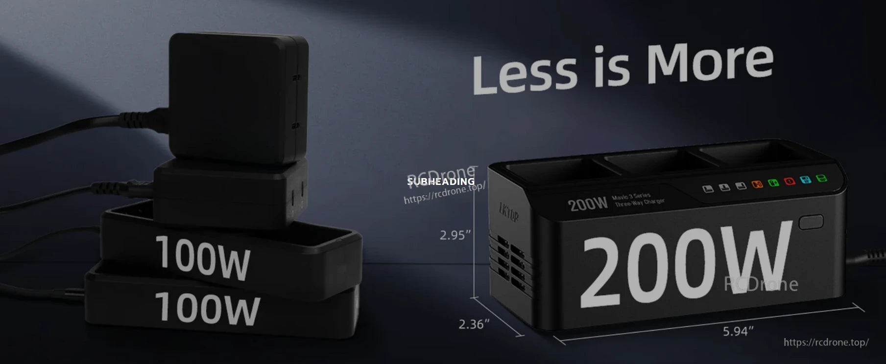 Mavic 3 Battery Charging Hub, Compact 200W Mavic 3 charger offers efficient, precise charging in a minimalist design.