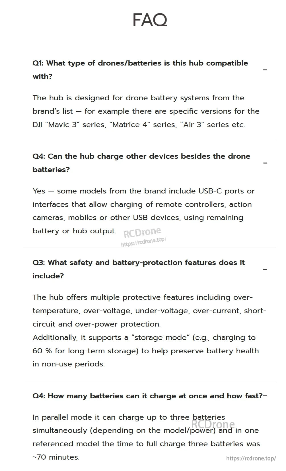 Mavic 3 Charging Hub, Charges three DJI batteries in ~70 mins; includes USB-C and multiple safety features.