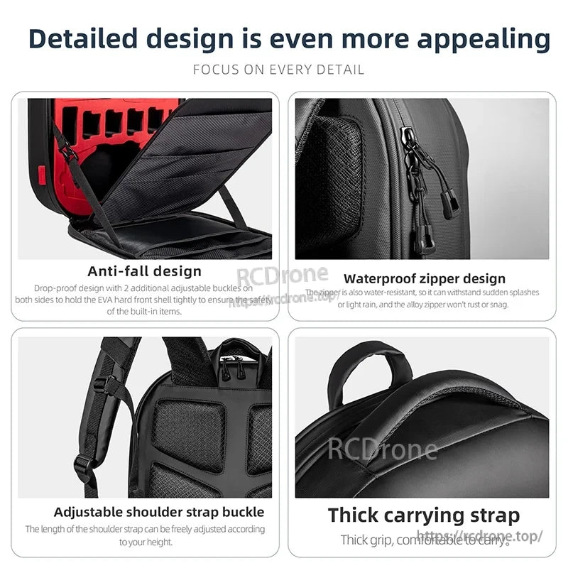 Mavic 3 Pro Storage Bag, Durable anti-fall design with waterproof zippers, adjustable straps, and padded carry handle ensures secure, comfortable transport in any condition.