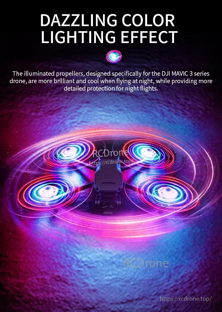 Mavic 3 Propeller, LED-lit propellers for DJI Mavic 3 series, offering dazzling colors, enhanced night visibility, and added protection.
