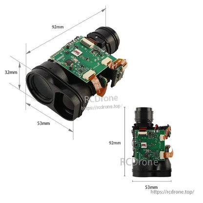 Compact 600m laser rangefinder, 905nm Class 1, with TTL/RS232/RS485 interfaces, measuring 92x53x32mm.