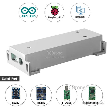 IP67 waterproof distance sensor, 0.03–100m range, RS485/RS232/TTL output, Class II laser, compatible with Arduino, Raspberry Pi, and MCU.