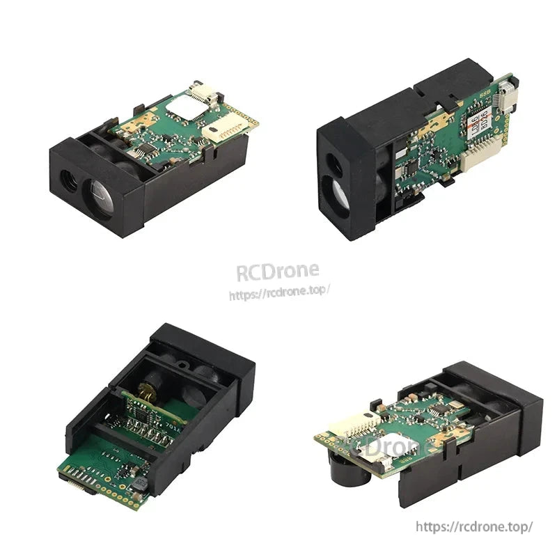 Meskernel LDK-40 laser distance module: 40m range, ±2mm accuracy, 3Hz, TTL/RS232/RS485 interfaces, compact design with circuit board and lens.
